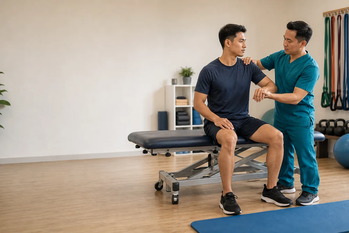 Balance Training physiotherapy illustration for patients in Johor